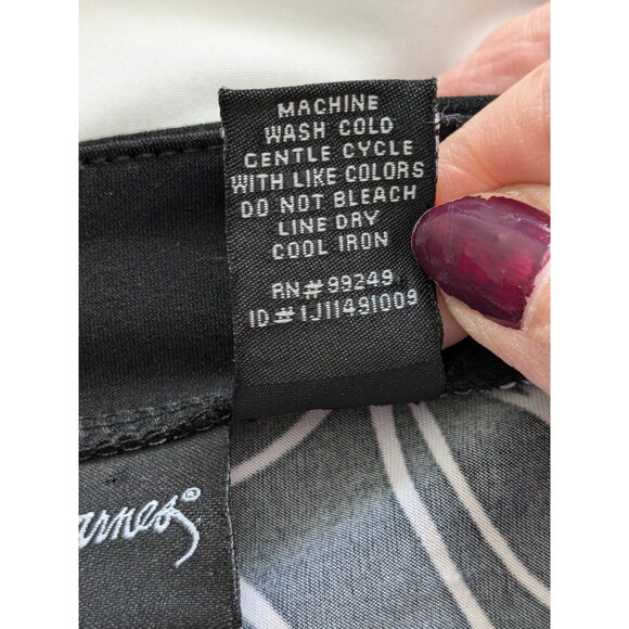 Maggie Barnes Tunic 0X (14/16) Black White Geo Print Square Neck Blouse Stretch - Picture 8 of 10